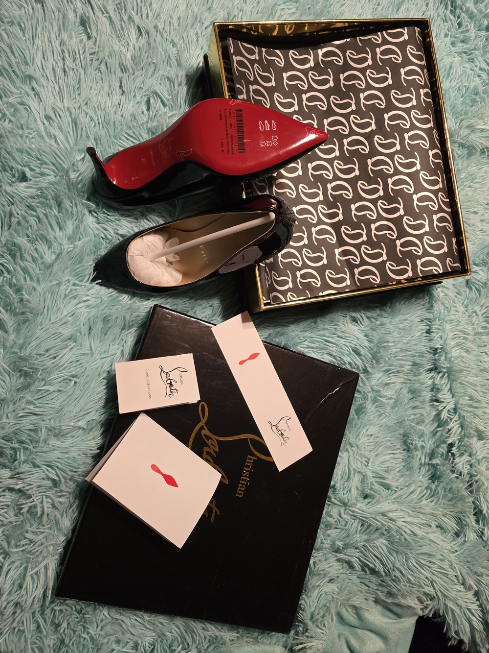 Christian Louboutin Black Patent Stiletto Pumps with Red Sole